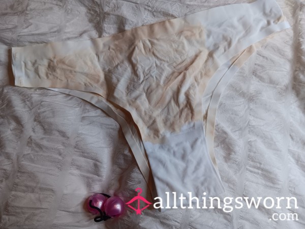 SOLD! TY @TBD1995! C*m STAINED DIRTY WHITE PANTY