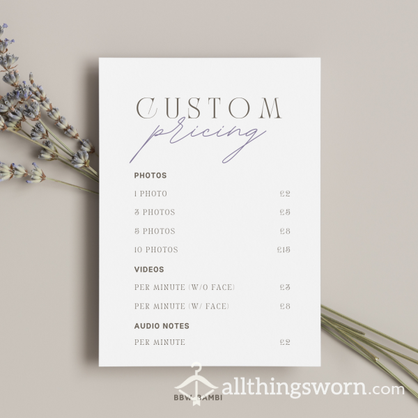 Custom Pricing - Starting At Just £2