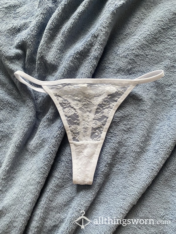 Custom Wear- White Lacy Thong