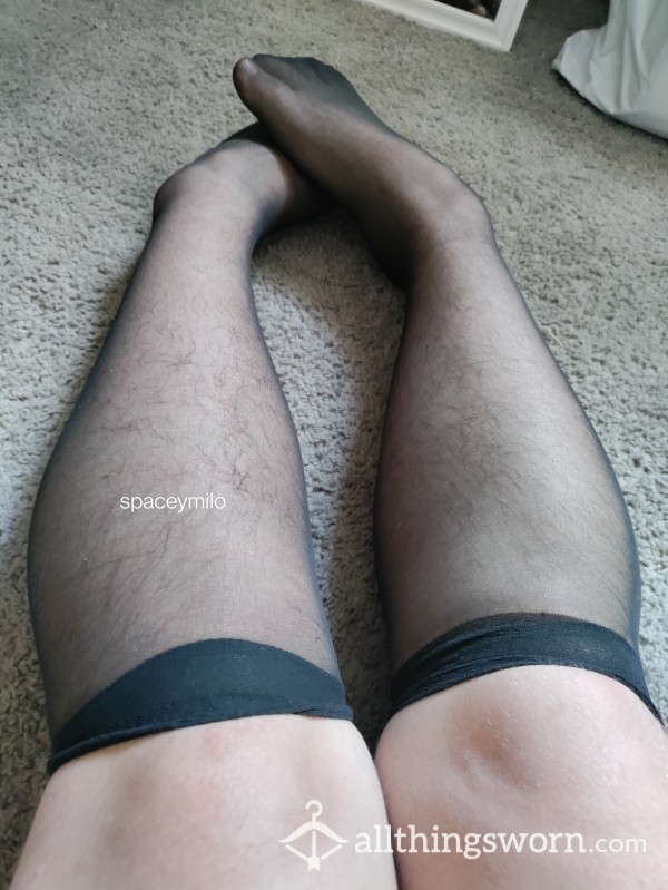 ☀️ Customizable Black Sheer Knee High Socks