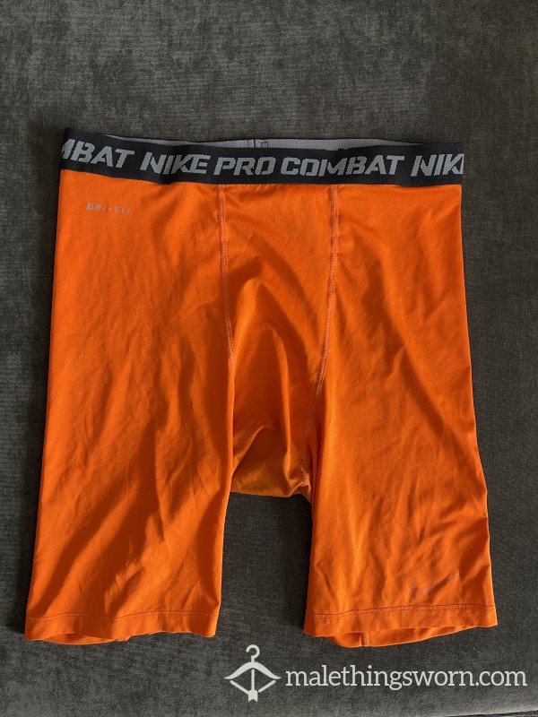 Customizable Orange Nike Compression Shorts - XLT