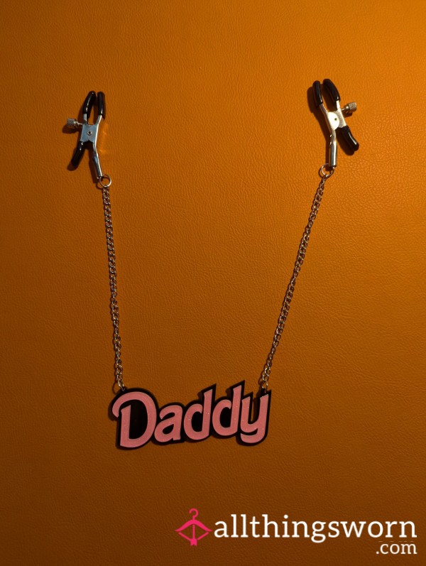 "Daddy" Nipple Clamps On Chain With Wear Photo