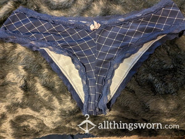 Dark Blue Diamond Pattern Panties