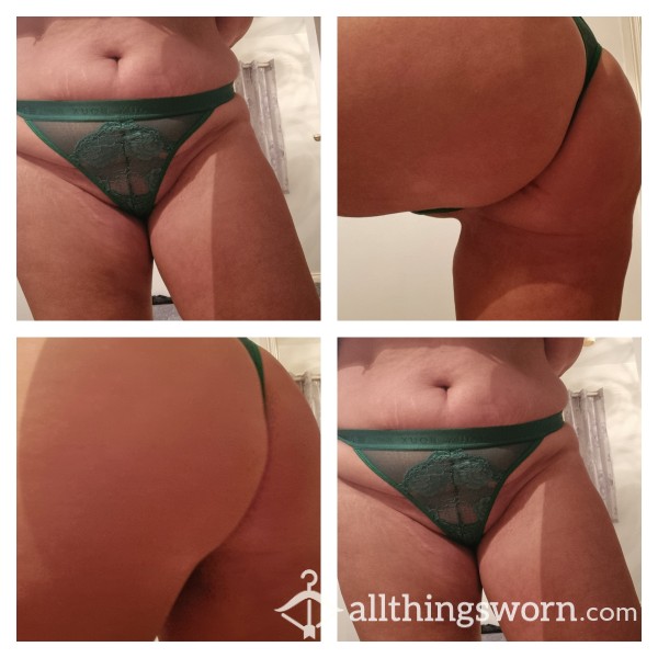 Dark Green Lacy Thong