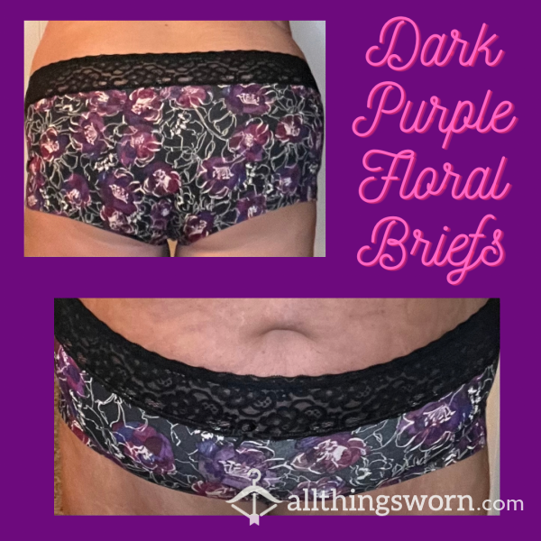 Dark Purple Flor*l Briefs