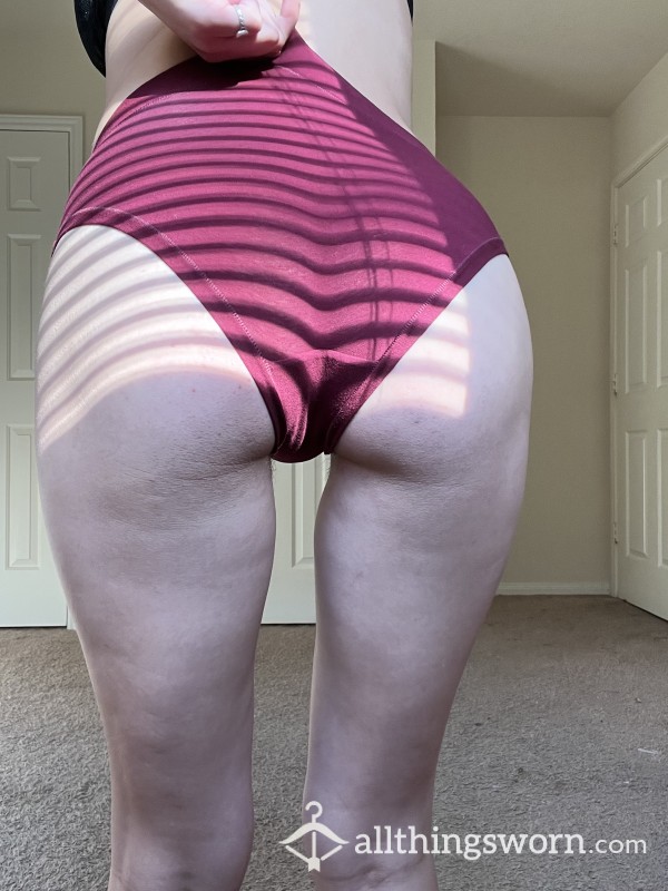 Dark Red Cotton Blend Cheeky Panties