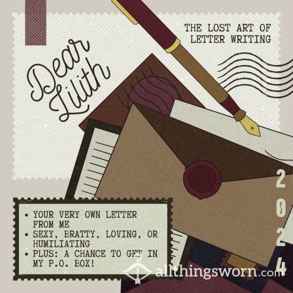 Dear Lilith Writes You A Letter | S**y, Bratty, Loving, Or Humiliating | Choose Your Style, Format, And Extras | Hand Written