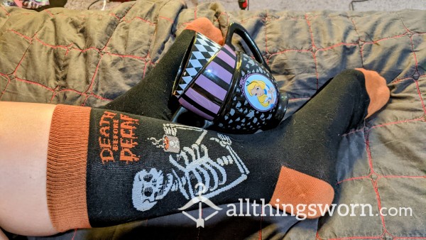 Death Before Decaf Crew Socks