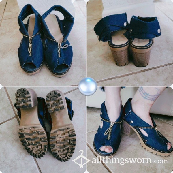 Denim Platform Heel Shoes