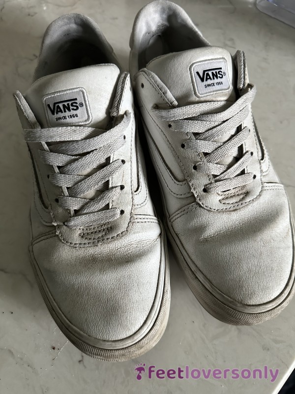 Destroyed White Vans- Size 9