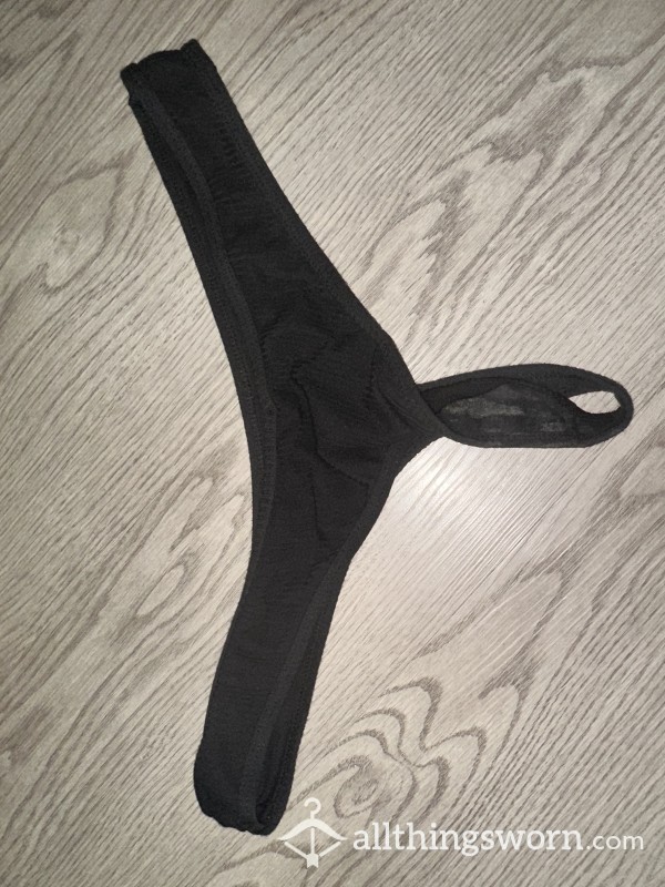 Dirty Cotton Ribbed Black Thong