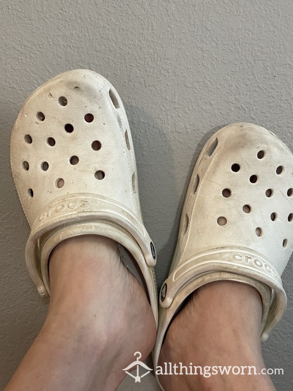 Dirty White Crocs Sz 8