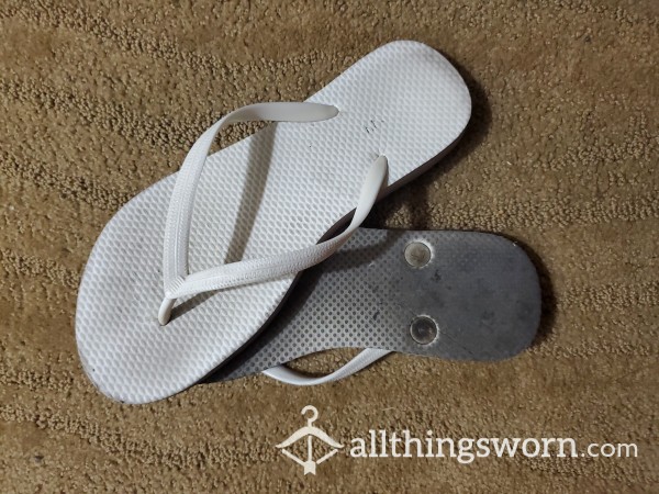 Dirty White Flip Flops