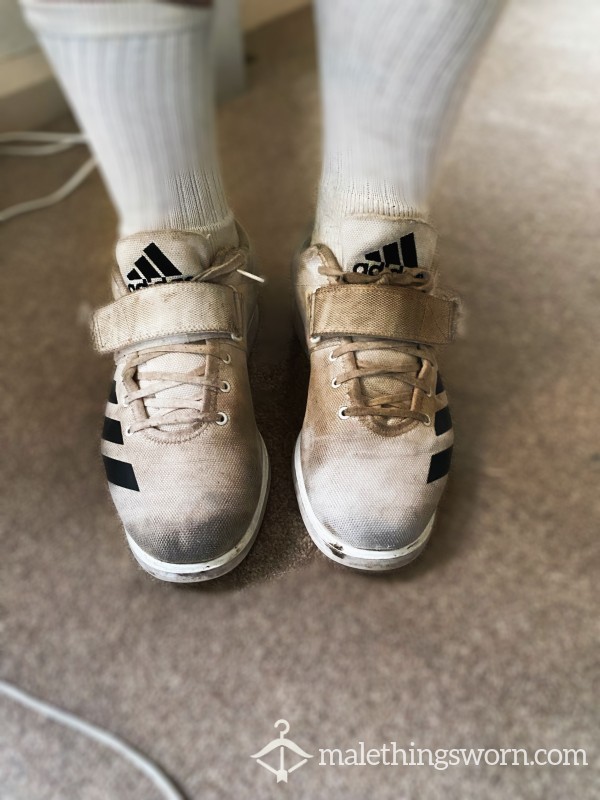 Disgusting White Adidas Powerlifting Shoes + FREE SOCKS 🧦