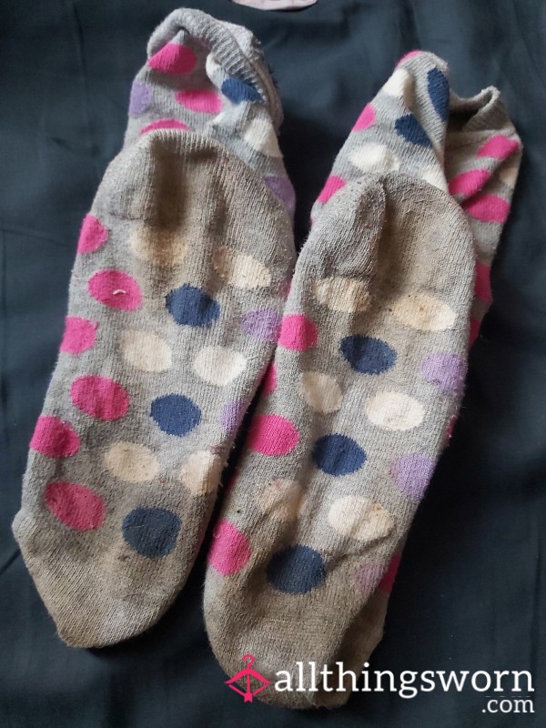 Dotty Bobbled Sweaty Socks 3 Days Worn