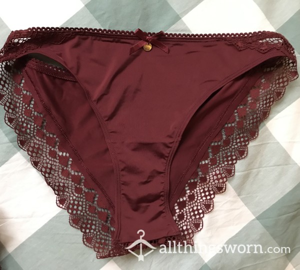 ELLE Panties With Intricate Lace Pattern, Bordeaux & Light Beige ❤️‍🔥