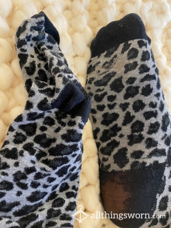 EXTREMELY Well Worn Animal Print Socks, Worn Away!!!