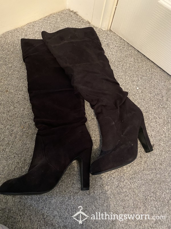 Faux Velvet Boots