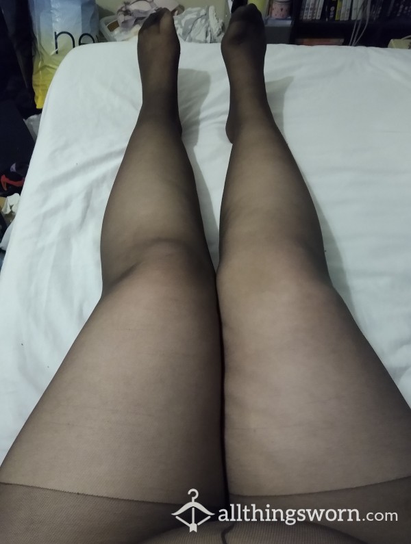 ❤️ BBW Feet Pics ❤️ 3 Pics Of My Feet In Brown Nylon Tights ❤️