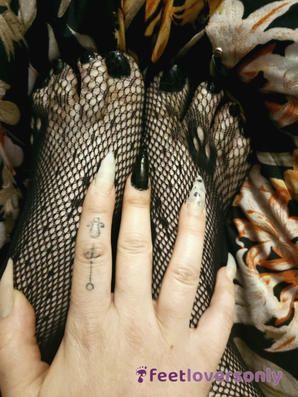 Fishnets And Goth Footsies Black Nail Polish