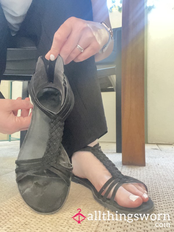 Flat Black Sandals Worn 2 Years