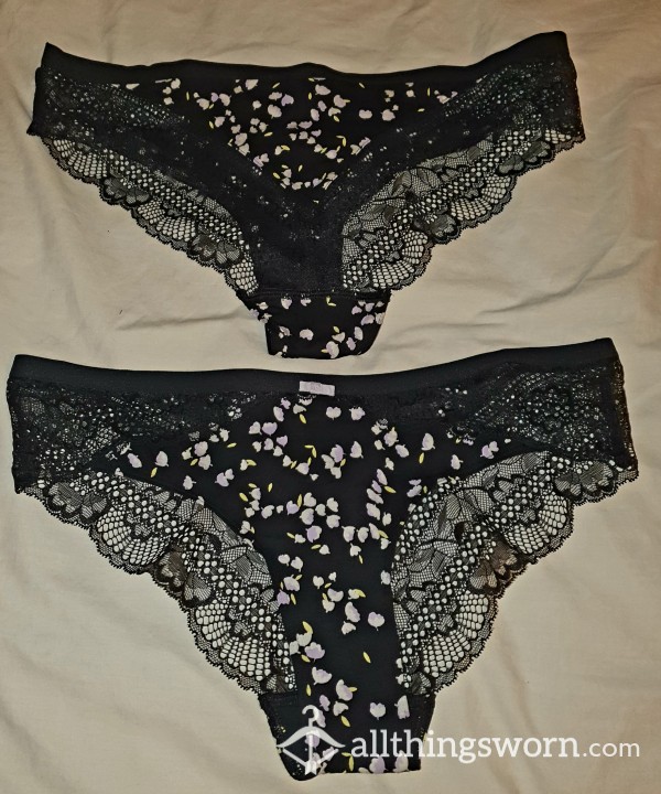 Flor*l Patterned Brazilian Panties With Lace Detail