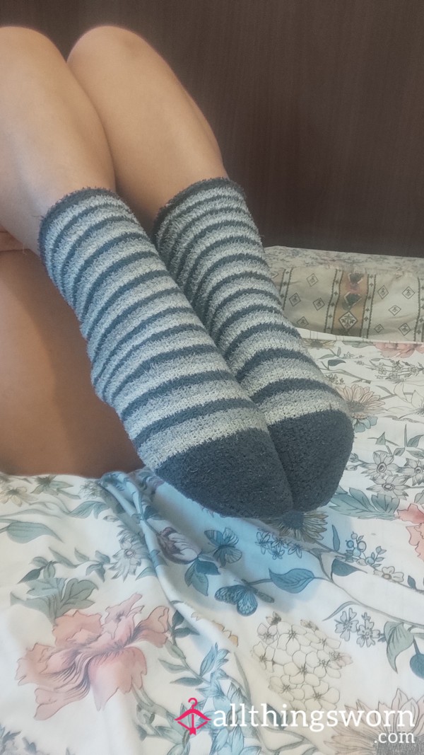 Fluffy Blue Socks