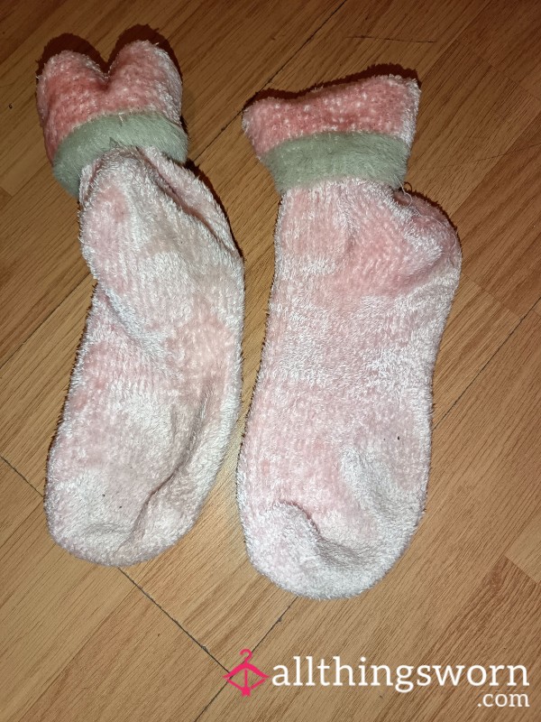 Fluffy Pink Socks. Been Worn.