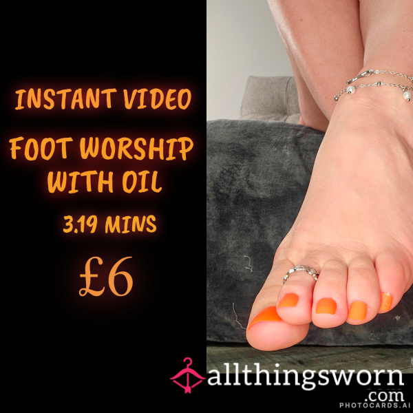 Foot Worship With Oil - Rubbing My Bare Feet And Showing To The Camera