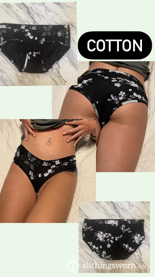 Full Coverage Cotton Black Flor*l Panties 🖤