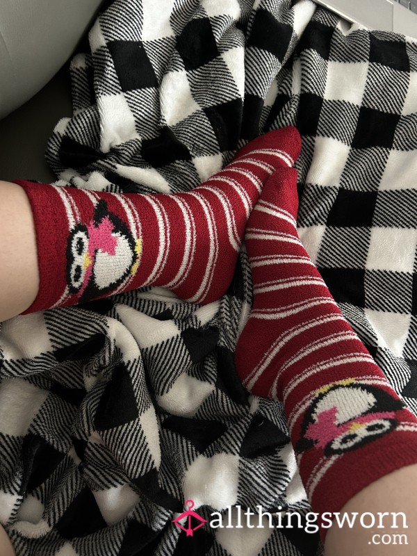 Fuzzy Penguin Christmas Socks