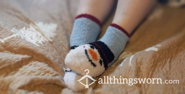 Fuzzy Snowman Socks