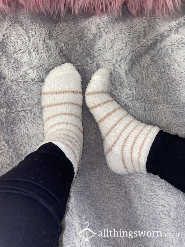 Fuzzy Striped Socks🤍