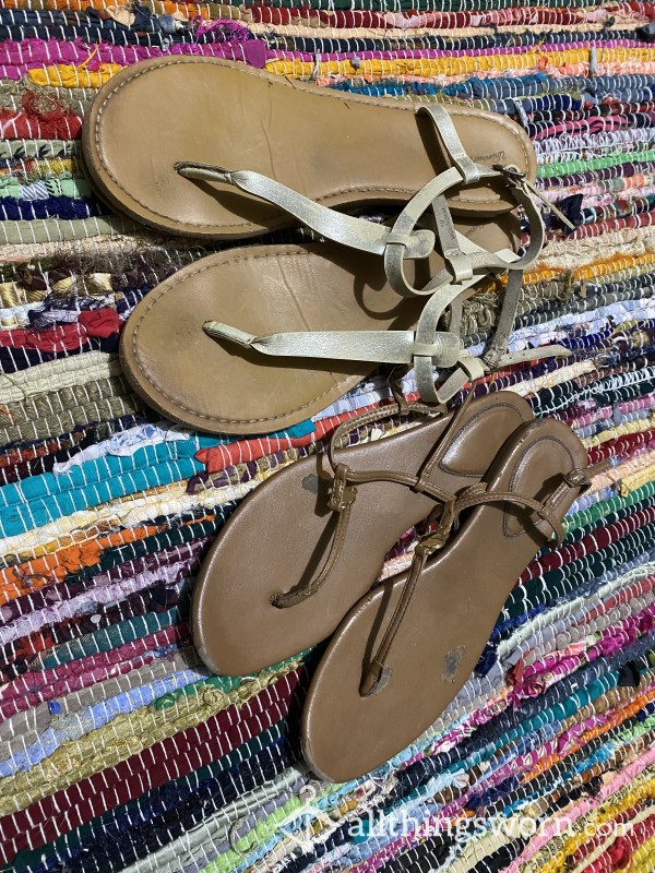 Girlfriends' VERY WORN Sandal Duo - Two Girls, Two Pairs