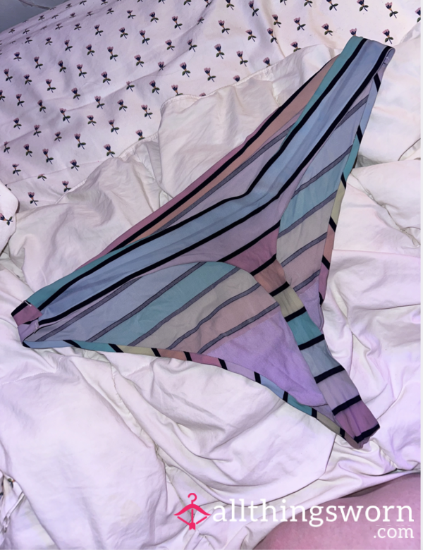 !!SOLD!! Girly Soft Pastel Rainbow-striped Thong