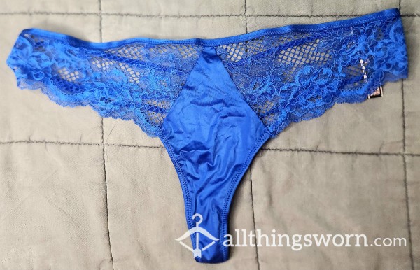 Gorgeous Rich Blue Satin Strappy Thong