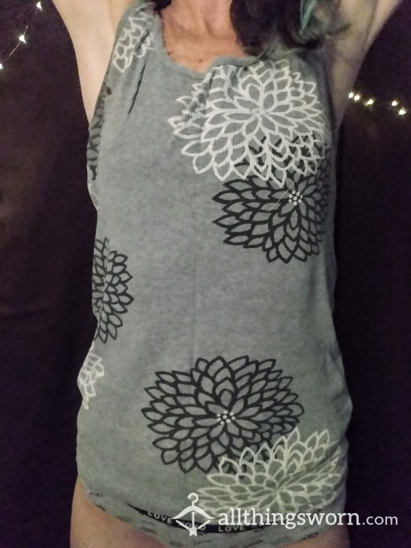 Gray Flower Tank Top