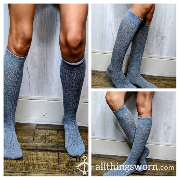 Gray Knee High Stockings