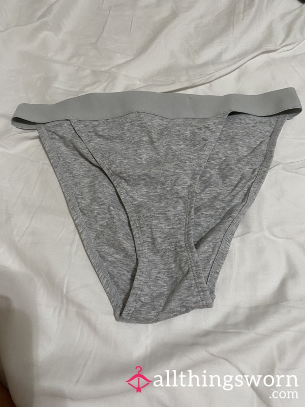 Gray Panties- Worn For 24 Hours+ Masturbation Play