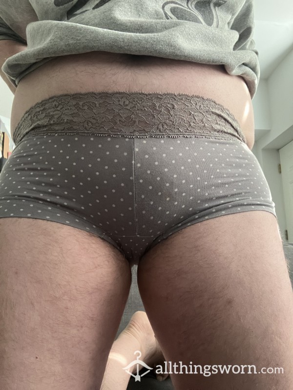 Gray Polka Dot Lace Panties