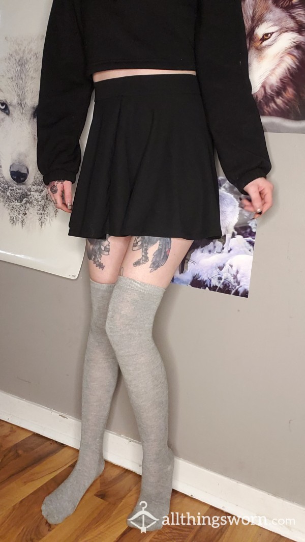 Gray Thigh High Socks