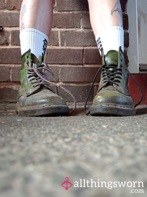 Green And Black Vegan Leather Dr Doc Martens