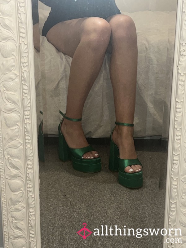 Green Platform Heels