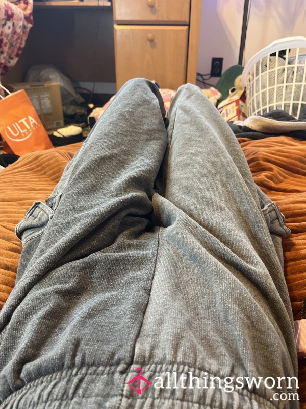 Grey Cargo Sweatpants With Tie