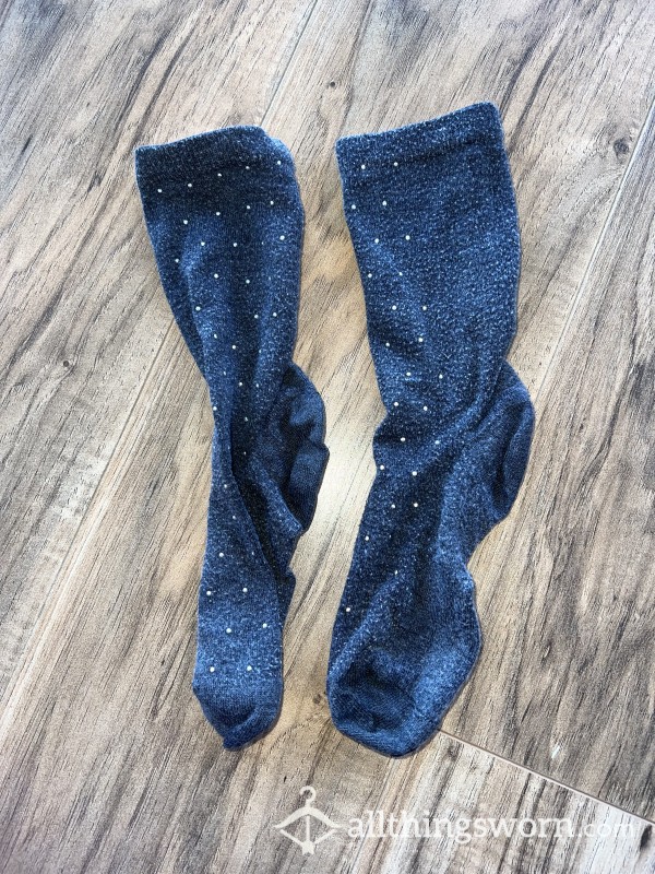 Grey Cotton Sparkle Jewelled Socks