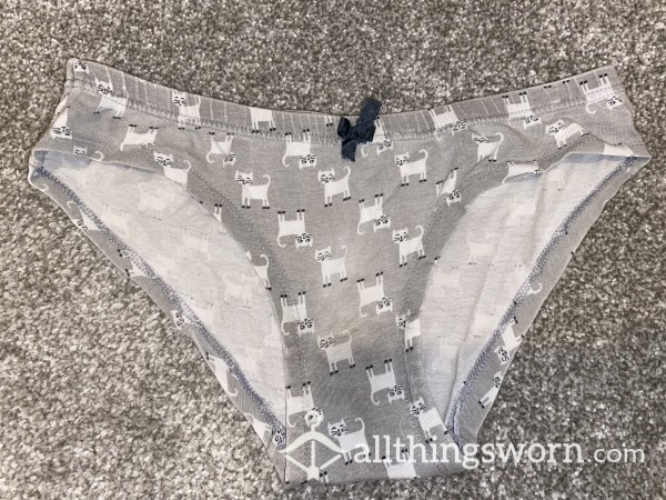 Grey Kitty Full Brief Panties - 10 Years Old 👀