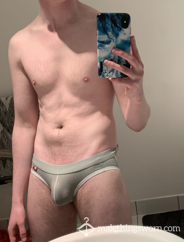 Grey Mesh Jockstrap Used By Couple