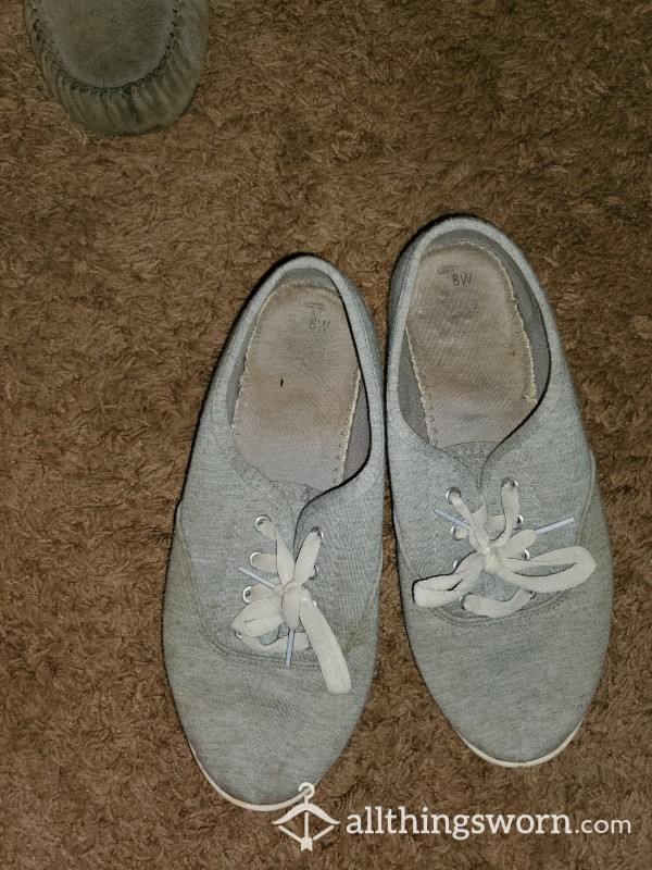 Grey Well-worn Slip Ons