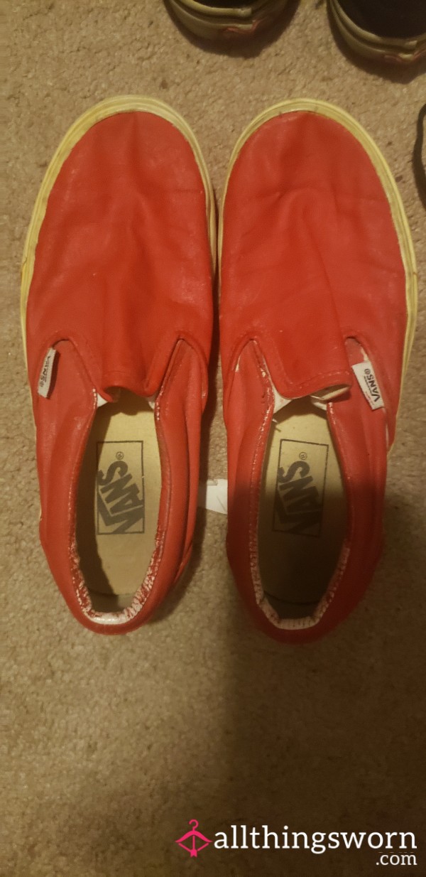 Hand Painted Red Size 6.5 (women's) Vans Sneakers/sk*ter Shoes