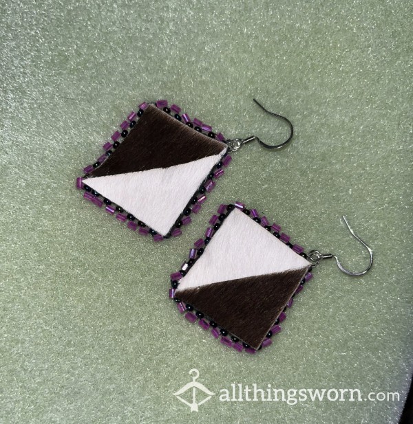 Handmade Calfskin Beaded Earrings